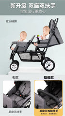 Twin baby strollers double front and back seat lie portable foldable child Cart