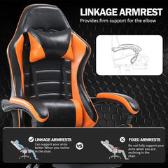 Ergonomic Gaming Chair with Footrest, PU Leather Video Game Chairs for Adults, Reclining Gamer Chair Office Chair