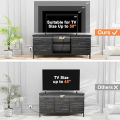 Dresser TV Stand, Wide Dressers & Chests of Drawers with Charging Station & 4 Drawers Storage for 50 inch TV, Media