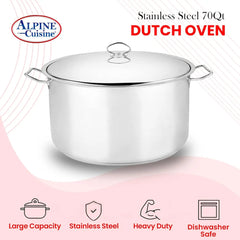 Steel Dutch Oven with Lid & Easy Cool Handle, Food Grade Stainless Steel Heavy Duty, Commercial