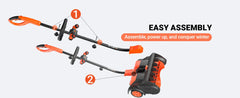 15.8” Cordless Snow Shovel, Brushless Battery Snow Blower, Battery Powered Snow Thrower with Wheels and LE