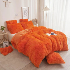 Plush Shaggy Duvet Cover Luxury Ultra Soft Crystal Velvet Bedding 1PC(1 Faux Fur Duvet Cover),Zipper Closure