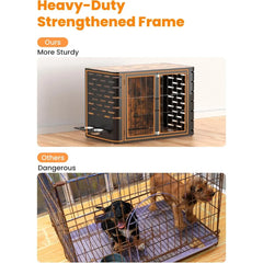 Dog Crate, Large and Medium Dogs, Decorative Pet House End Table, Rounded-Corner Wooden Cage Kennel Furniture, Modern Dog Crate