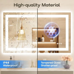 40x24 Inch Double Vanity Bathroom Mirror with LED Light, Frontlit & Backlit Wall Mirror, Anti-Fog, Brightness and Color