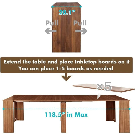 Dining Table for 2-10 People, Large Extendable Dining Room Table for Kitchen Living Room, Rectangle Kitchen Table