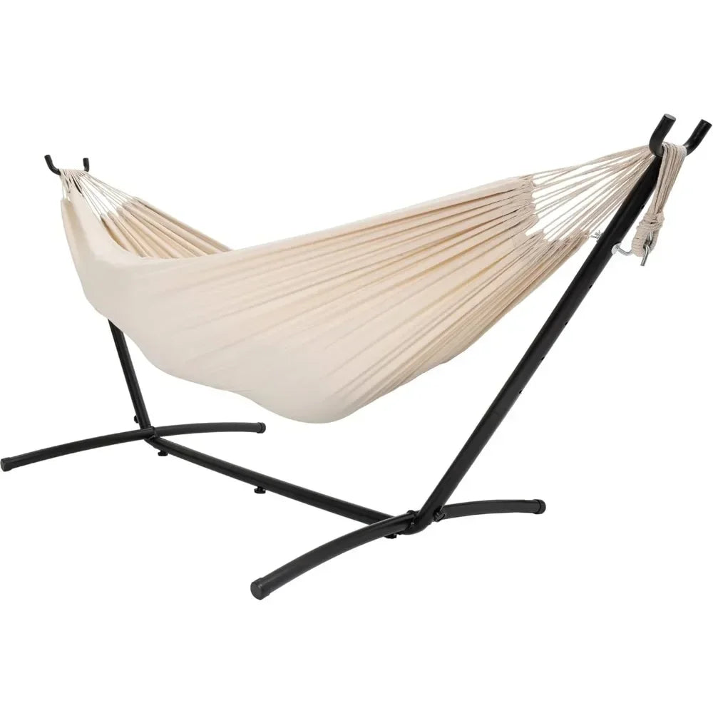 Double Hammock with 9ft Space-Saving Steel Stand includes Portable Carrying Case, 450 Pounds Capacity