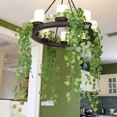 Artificial Plants Rattan Green Ivy Leaf with String Lights DIY Garland Wedding Party Decoration Home Room Wall Hanging Plants