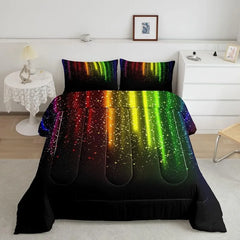 Comforter Set Kids Teens Dark Blue and Black Striped Bedding Bed Set Decor Modern Fashion Comforter Inner Fill Bedroom