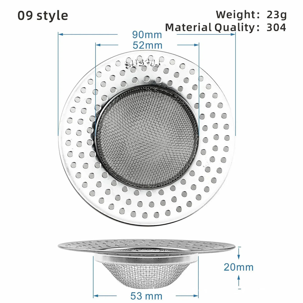 1PCS Kitchen Sink Filter Stainless Steel Mesh Sink Strainer Filter Bathroom Sink Strainer Drain Hole Filter Trap Waste Screen