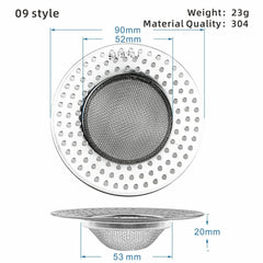 1PCS Kitchen Sink Filter Stainless Steel Mesh Sink Strainer Filter Bathroom Sink Strainer Drain Hole Filter Trap Waste Screen