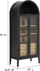 EEI-6639-BLK-OAK Nolan Tall Arched Storage Display Cabinet, Black Oak