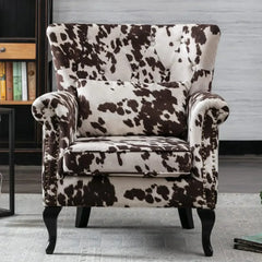 Fabric chair, tufted treasure seat, medieval accent wing back chair, upholstered seat, wooden leg, living room,Shilla sofa chair