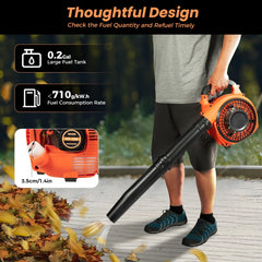 Handheld Leaf Blower 25.4CC 2-Stroke Commercial Gas Powered Grass Lawn Yard Garden Snow Dust Blowing Cleaning Tools 7500Rpm 90dB