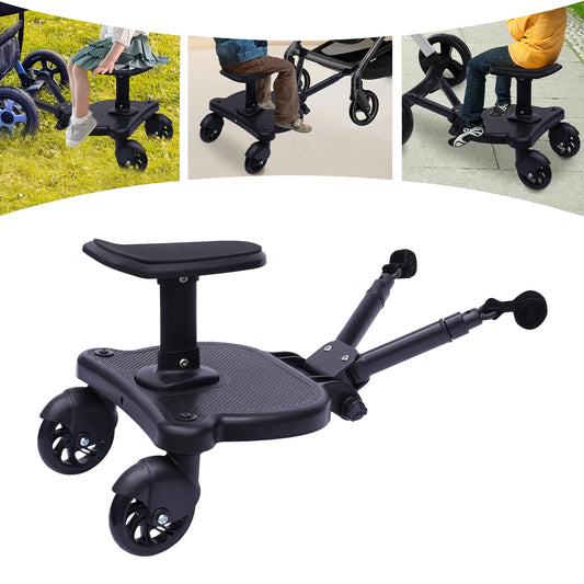 Universal Stroller Board 2 in1 Stroller Ride Board Buggy Wheeled Board Seat Pedal W/ Detachable Seat Maximum Load Capacity 25kg