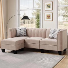 79'' Sectional Sofa Couch for Living Room, Small 3-Seat L Shaped Couch with Linen Fabric Convertible Sofa with Chaise Clearance