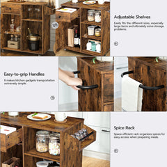 Kitchen Island Storage Cabinet with Drawer Kitchen Cart with Spice and Towel Rack Saving Space, Easy Assembly,