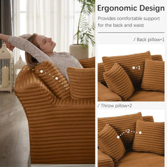 Oversized Chaise Lounge Chair Indoor, Upholstered Modern Sofa Couch with Throw Pillows and Armrests,Comfy Sleeper Chair