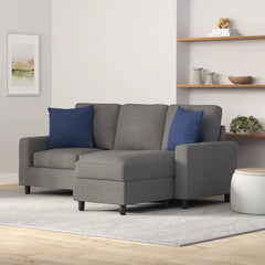 Best Choice Products Upholstered Sectional Sofa, Compact Spaces w/Chaise Lounge,3-Seat, L-Shape Design, Reversible Ottoman Bench