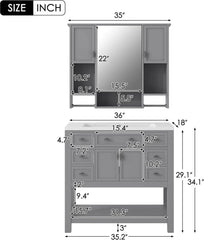 bathroom organizers, Bathroom Vanity with Single Sink Combo, Modern Bathroom Sink Cabinet with Soft Closing Doors & Drawers & Op