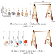 Baby Wooden Gym Frame Rocket Model Newborn Activity Gym Frame Hanging Pendant Rattle Toys For Baby Education Montessori Toys