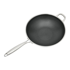 13.4Inch Stainless Steel Frying Pan Nonstick Honeycomb Fry Pan With Lid Induction Compatible Skillet