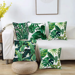 4Pcs Pillow Case Cushion Cover with Zipper Tropical Plants Print Decorative for Sofa Couch Car Cushion Square Pillowcase NEW