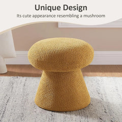 Comfort corner Round Footstool Ottoman, Mushroom Foot Rest Stool, Small Upholstered Boucle Footstool Ottoman for for Living Room