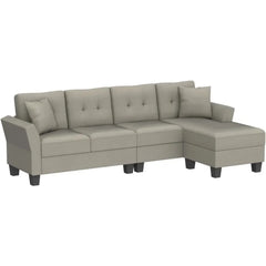 Convertible Sectional Couch Velvet L Shaped Sofa 4 Seat Sofa with Chaise L-Shaped Couches Reversible Sectional Sofa