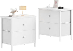 BOLUO White Nightstands Set of 2, 2 Drawer Dresser for Bedroom Night Stand Small Dresser End Table with Drawers Modern