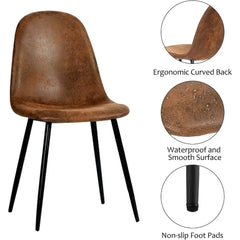 Dining Chairs Set of 4, Fabric Suede Dining Room Side Seating, Kitchen Chairs with Metal Legs for Living Room,Dark Brown