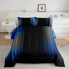 Comforter Set Kids Teens Dark Blue and Black Striped Bedding Bed Set Decor Modern Fashion Comforter Inner Fill Bedroom