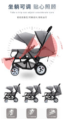 Twin baby strollers double front and back seat lie portable foldable child Cart