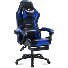 Ergonomic Gaming Chair with Footrest, PU Leather Video Game Chairs for Adults, Reclining Gamer Chair Office Chair