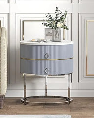 Side Table for Living Room Bed Room Bedside Tables Modern Nightstand With 2 Drawers Furniture Silver Bedroom Home