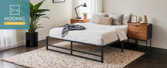 HOOMIC Metal Bed Frame, Stable Mattress Foundation, Reinforced Structure, Headboard Compatible, No Box Spring Needed Alleiwe