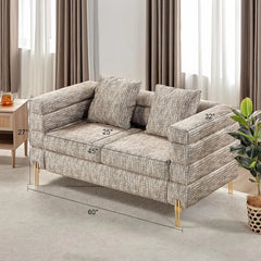 Modern Sofa Couch, 24''Extra Deep Seat Sectional Sofa for Living Room, White Bouclé Couch Sofa, Loveseat Sofa, Calico