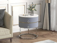 Side Table for Living Room Bed Room Bedside Tables Modern Nightstand With 2 Drawers Furniture Silver Bedroom Home