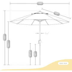 9' Rd Sunbrella Aluminum Patio Umbrella, Crank Lift, Auto Tilt, Bronze Pole, Sunflower Yellow