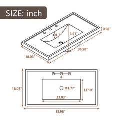 36" Bathroom Vanity with Sink Combo, Bathroom Cabinet with Drawers, Solid Frame and MDF Board, Grey