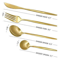 24-Piece Flatware Set Stainless Steel Knife Fork Spoon, Home Dinnerware Tableware Set