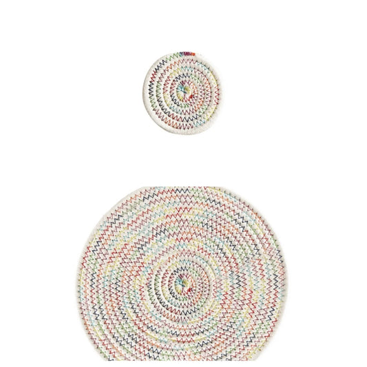 Woven Cotton Rope Round Placemats Set of 2 Non-Slip  and Heat Resistant for Your Perfect Table Decor