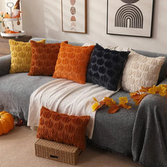 Halloween Pumpkin Throw Pillow Cover Classic Orange Polyester Perfect for Living Room Bedroom Sofa Decor (Pillow Not Included)