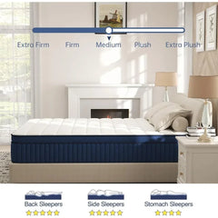 King Mattress, 12 Inch King Size Mattress in a Box, Ultimate Motion Isolation with Memory Foam and Pocket Spring, Edge Support