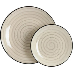 Gia 24 Piece Round Stoneware Dinnerware Set in Cream