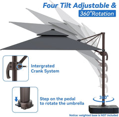 10x13FT Cantilever Outdoor Patio Umbrellas, Double Top Large Rectangle Umbrella, Rotation Offset Outdoor Sun Shade Umbrella