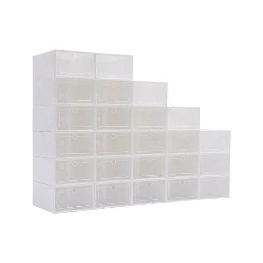 24PCS/Set Clear Plastic Stackable Shoe Organizer Foldable Flip Shoe Boxes for Closet Space Saving Shoe Rack Sneaker Container