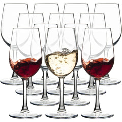 Glasses Set of 12, 12oz Red/White Wine Glass Set, Clear Stemmed Wine Glasses Fit for Wine Tasting,Wedding,Birthday and Home