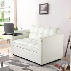 Convertible Sofa Bed 3-in-1 Multi-Functional Velvet Sleeper Couch Pull-Out Bed, 48'' Bed Chaise Lounge with Backrest and Pillows