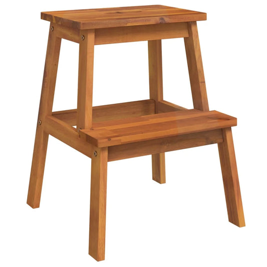 2 Step Wooden Stool Curved Edges Kids Adults Step Stool for Bathroom Home 40x38x50cm