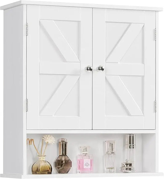 Bathroom Wall Cabinet, Bathroom Cabinet with Barn Doors & Adjustable Shelf, Medicine Cabinet for Laundry Room, Living Room